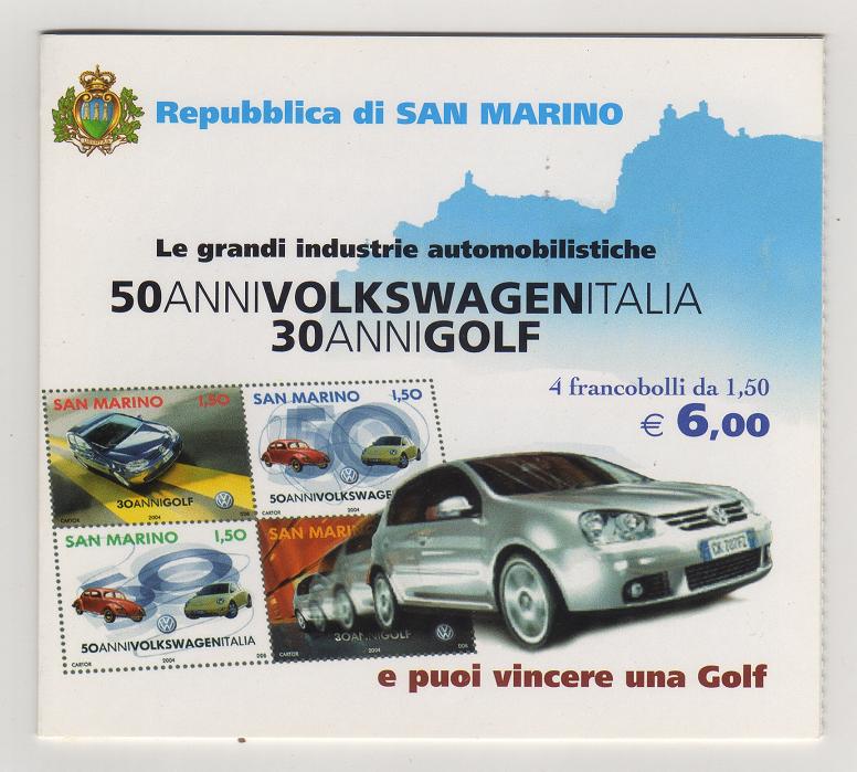 San Marino 2004 Markenheft 50 Jahre VW Italia **Postfrisch/ Max. 180.000 Ex. / Gültige Briefm.