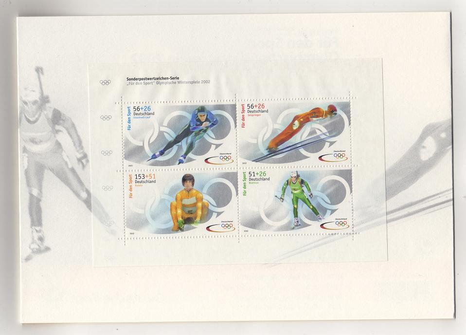  BRD 2002 Markenheft Mi.47 Sporthilfe Olympische Winterspiele Salt Lake City/ Mi 12,- EUR   