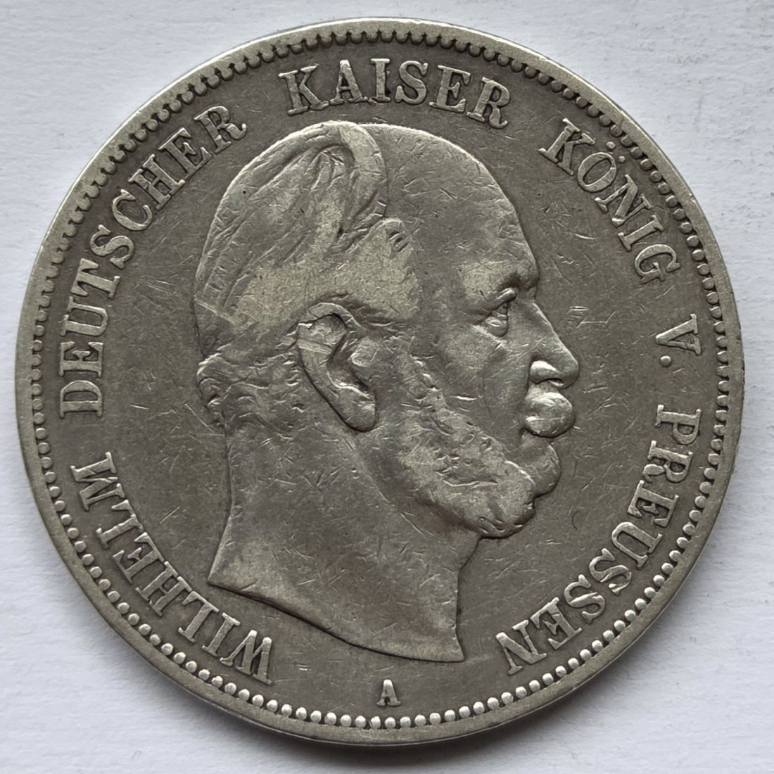  Kaiserreich: Preußen, 5 Mark Wilhelm I. (Jaeger 97), 1876 A   