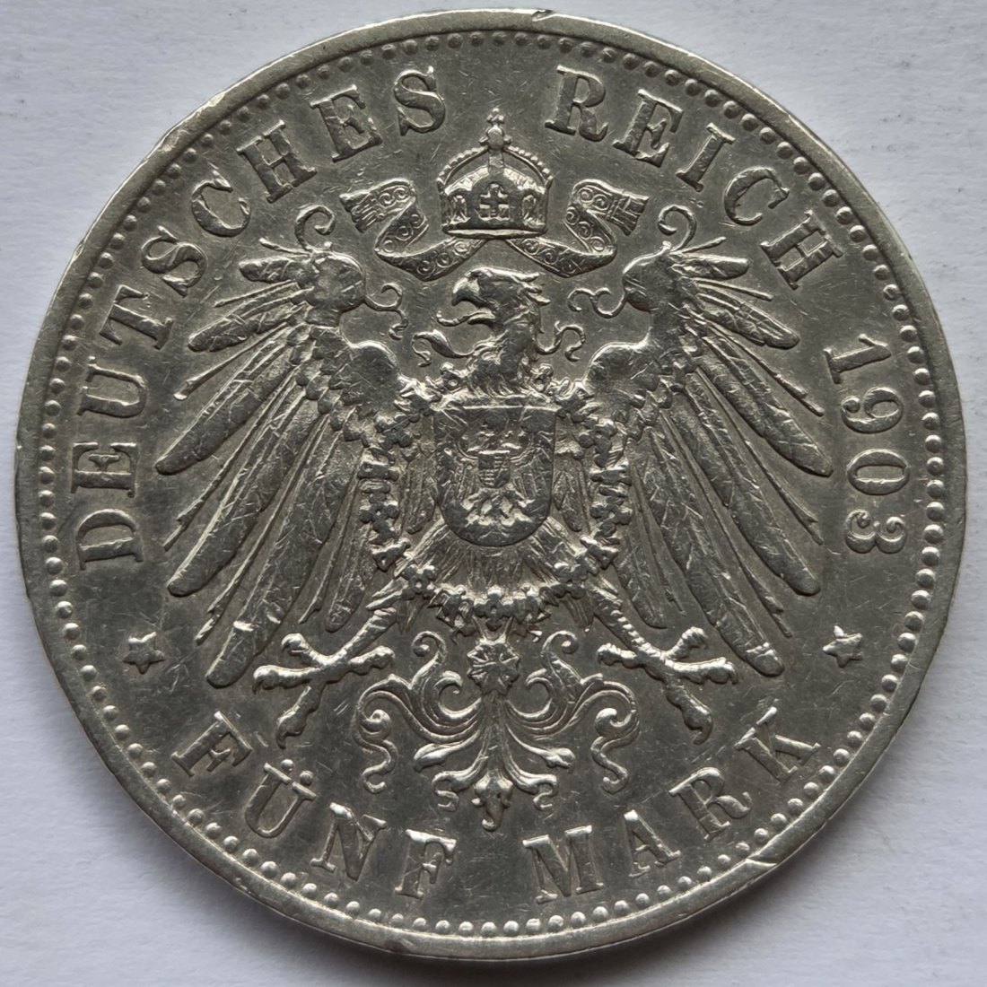  Kaiserreich: Württemberg, 5 Mark Wilhelm II. (Jaeger 176), 1903   