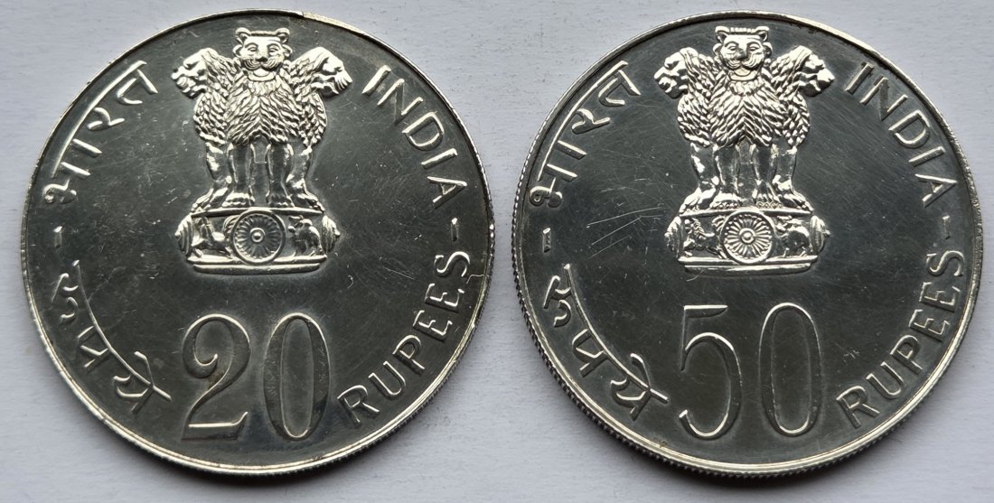  Indien: Lot aus zwei Silbermünzen, zusammen 32,4 g Feinsilber   