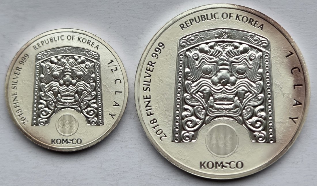  Südkorea: 1/2 + 1 Silberunze Chiwoo Cheonwang 2018   