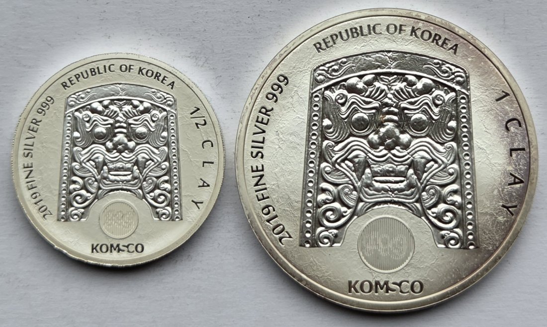  Südkorea: 1/2 + 1 Silberunze Chiwoo Cheonwang 2019   