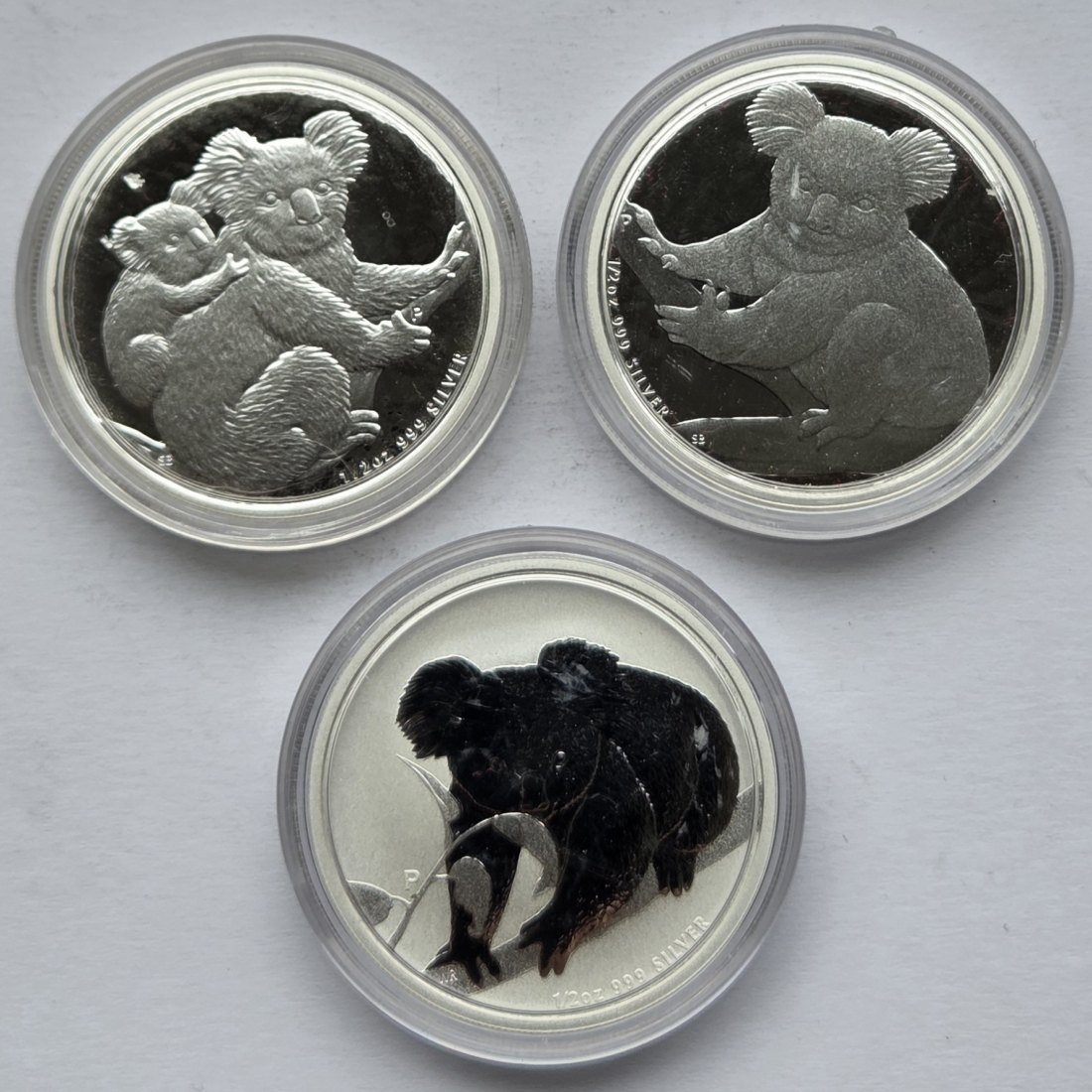  Australien: Drei halbe Silberunzen Koala 2008 + 2009 + 2010   