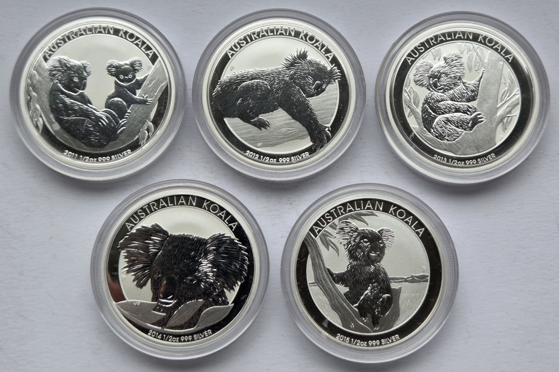  Australien: Fünf halbe Silberunzen Koala 2011-2015   