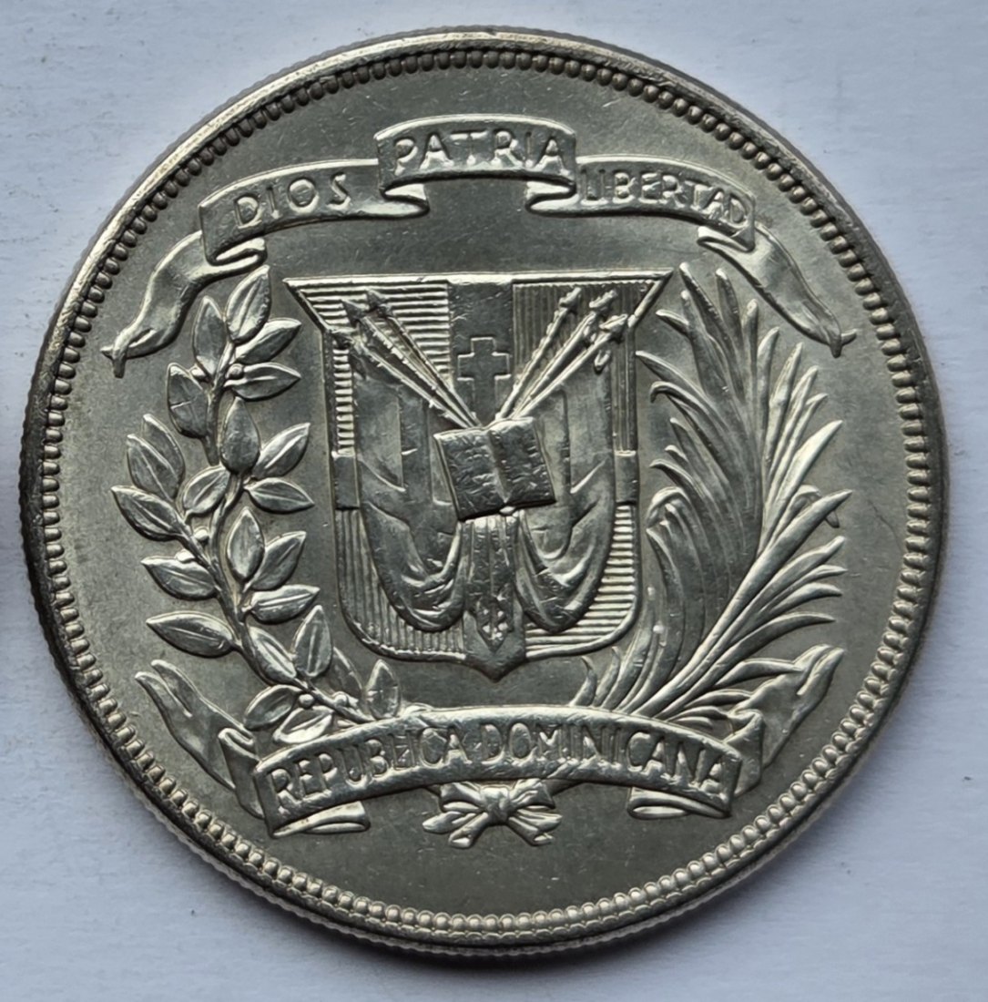  Dominikanische Republik: 1 Peso Trujillo 1955, 24 g Feinsilber   