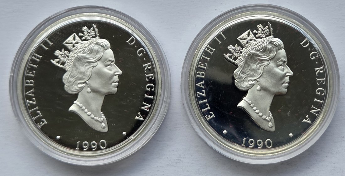  Kanada: 2 x 20 Dollars Luftfahrt 1990, zusammen 57,5 g Feinsilber   
