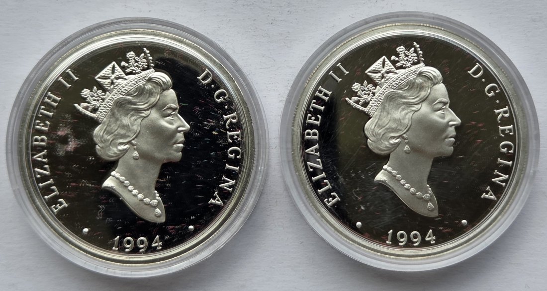  Kanada: 2 x 20 Dollars Luftfahrt 1994, zusammen 57,5 g Feinsilber   