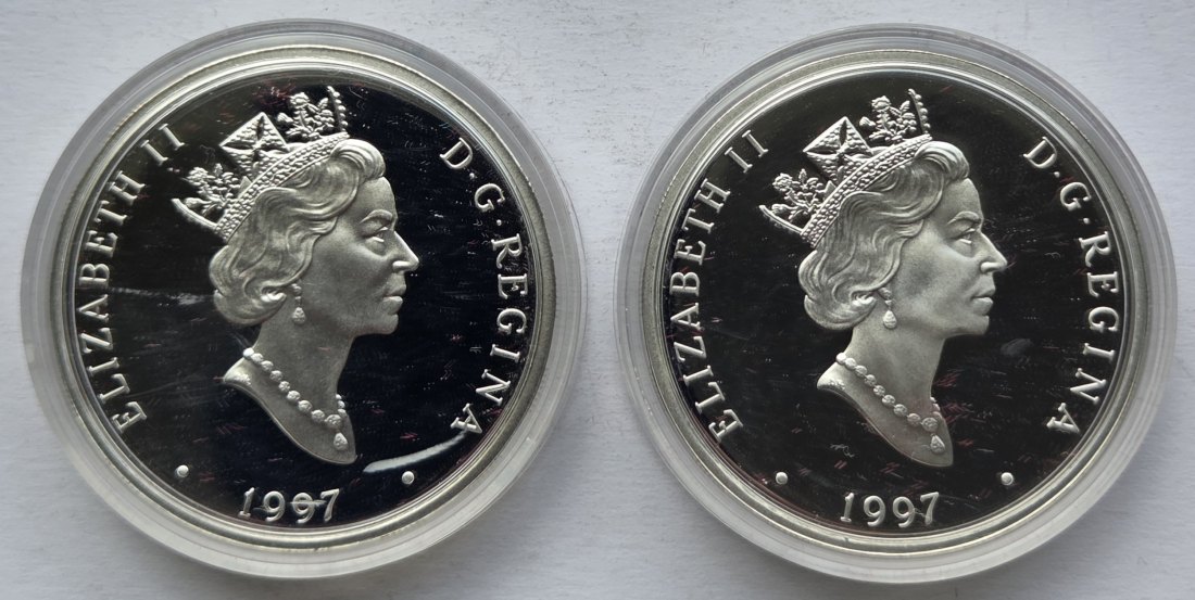  Kanada: 2 x 20 Dollars Luftfahrt 1997, zusammen 57,5 g Feinsilber   