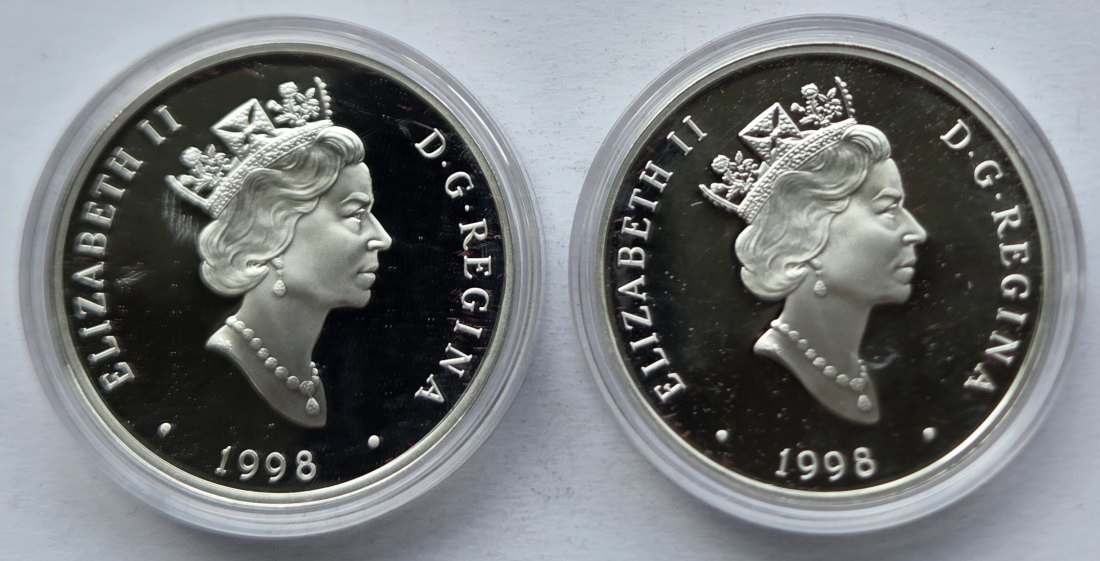  Kanada: 2 x 20 Dollars Luftfahrt 1998, zusammen 57,5 g Feinsilber   