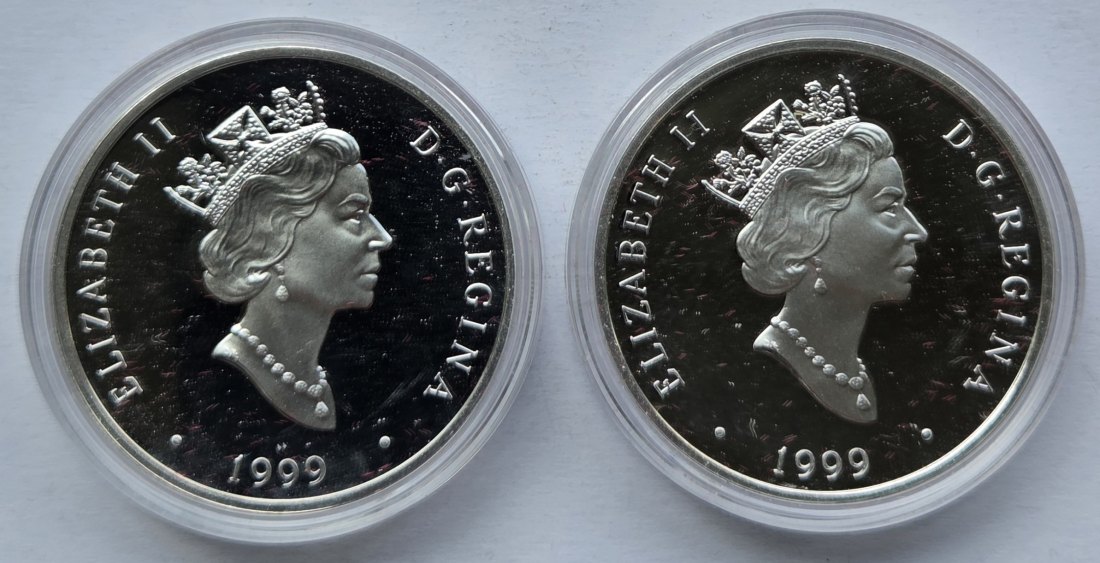  Kanada: 2 x 20 Dollars Luftfahrt 1999, zusammen 57,5 g Feinsilber   