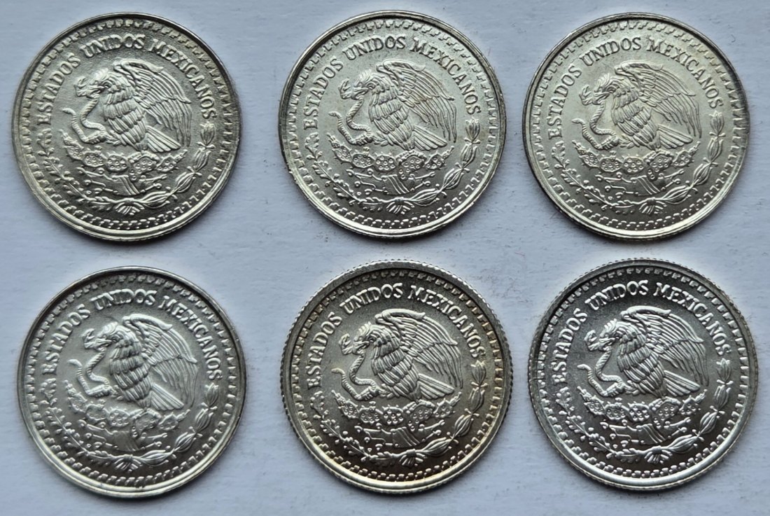  Mexiko: 6 x 1/20 Silberunze Libertad, zusammen 9,3 g Feinsilber   