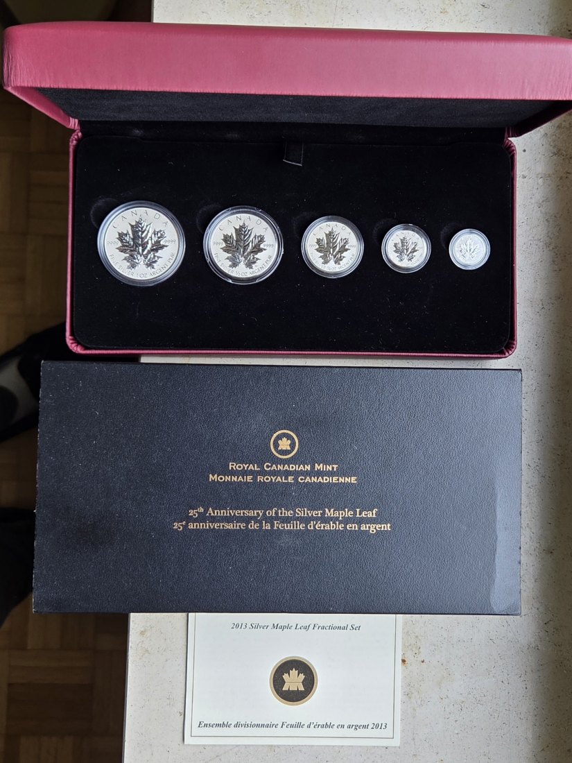  Kanada: Set 25 Jahre Maple Leaf 2013, enthält 1,9 Unzen Feinsilber   