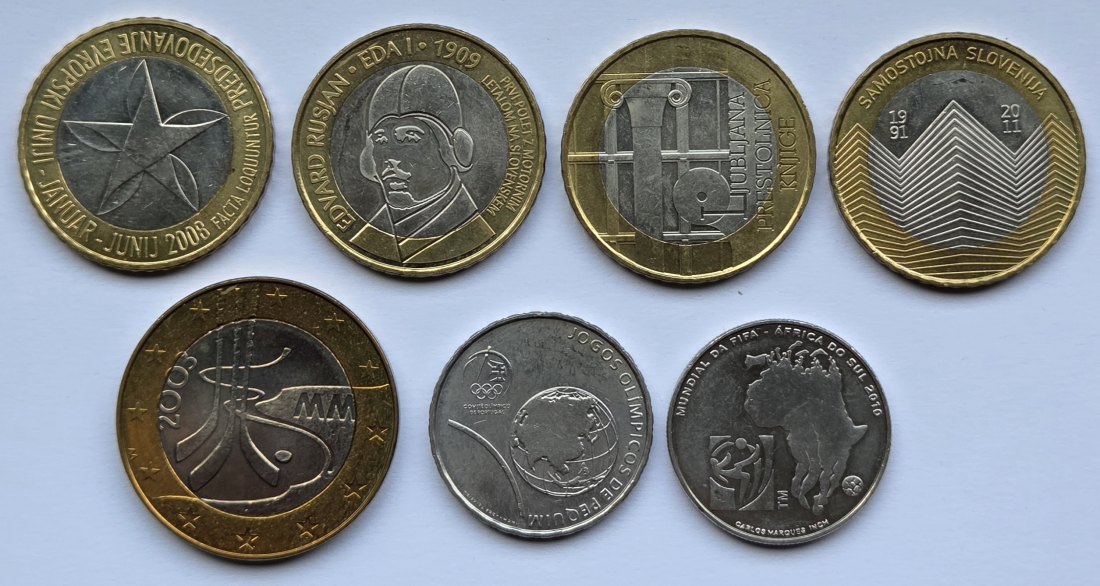  Euro: Lot aus sieben verschiedenen Gedenkmünzen   
