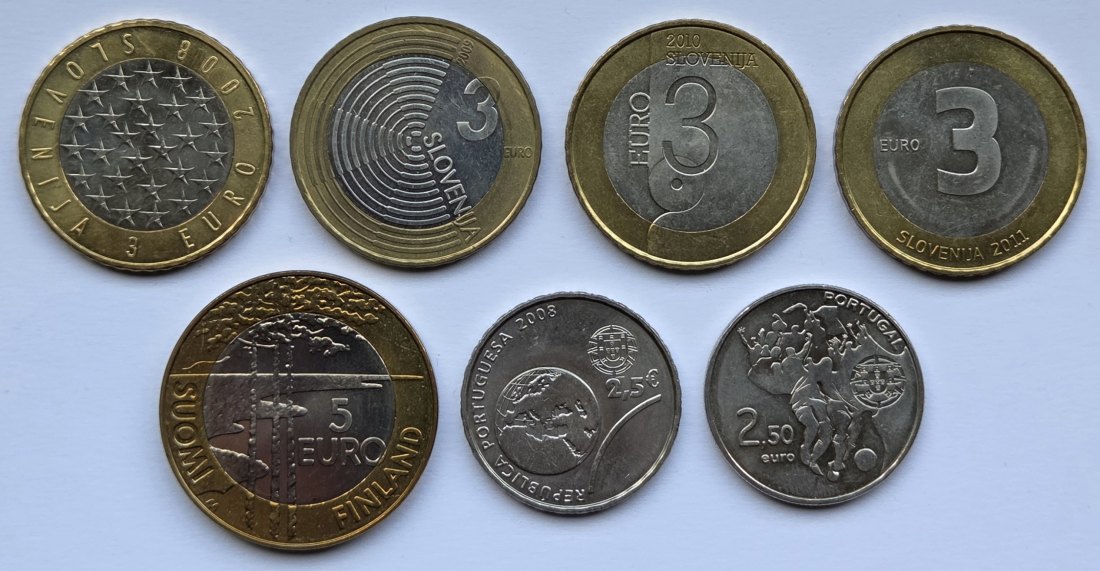  Euro: Lot aus sieben verschiedenen Gedenkmünzen   