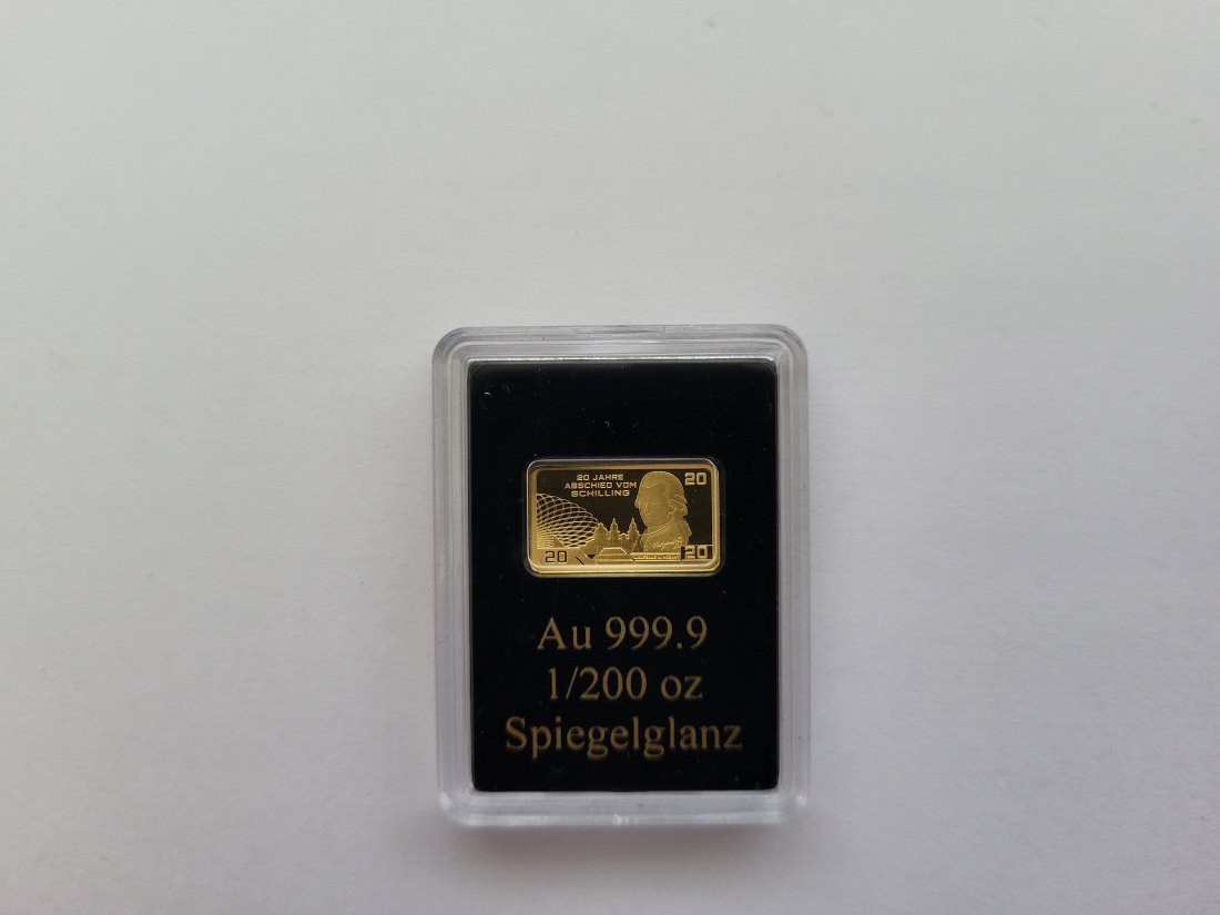  Goldbarren 1/200 Oz 20 Jahre Abschied vom Schilling Österreich Spittalgold9800 (5527   