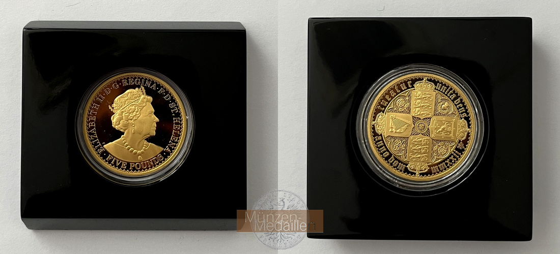 Großbritannien 5 Pound Pfund Masterpiece Gothic Crown St. Helena 1oz MM-Frankfurt Feingold: 31,1g