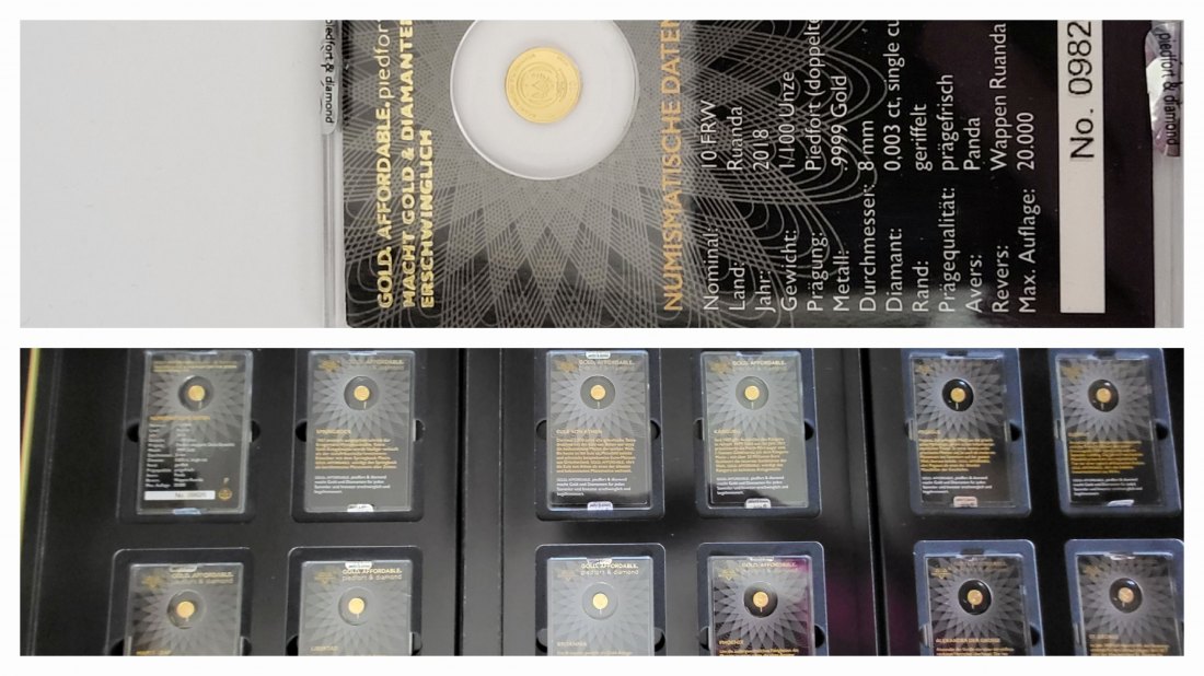  10 Francs 2018 Goldmünze 1/100 Oz 9999 Diamant 12 Stk. Africa Ruanda Spittalgold9800 (5526   