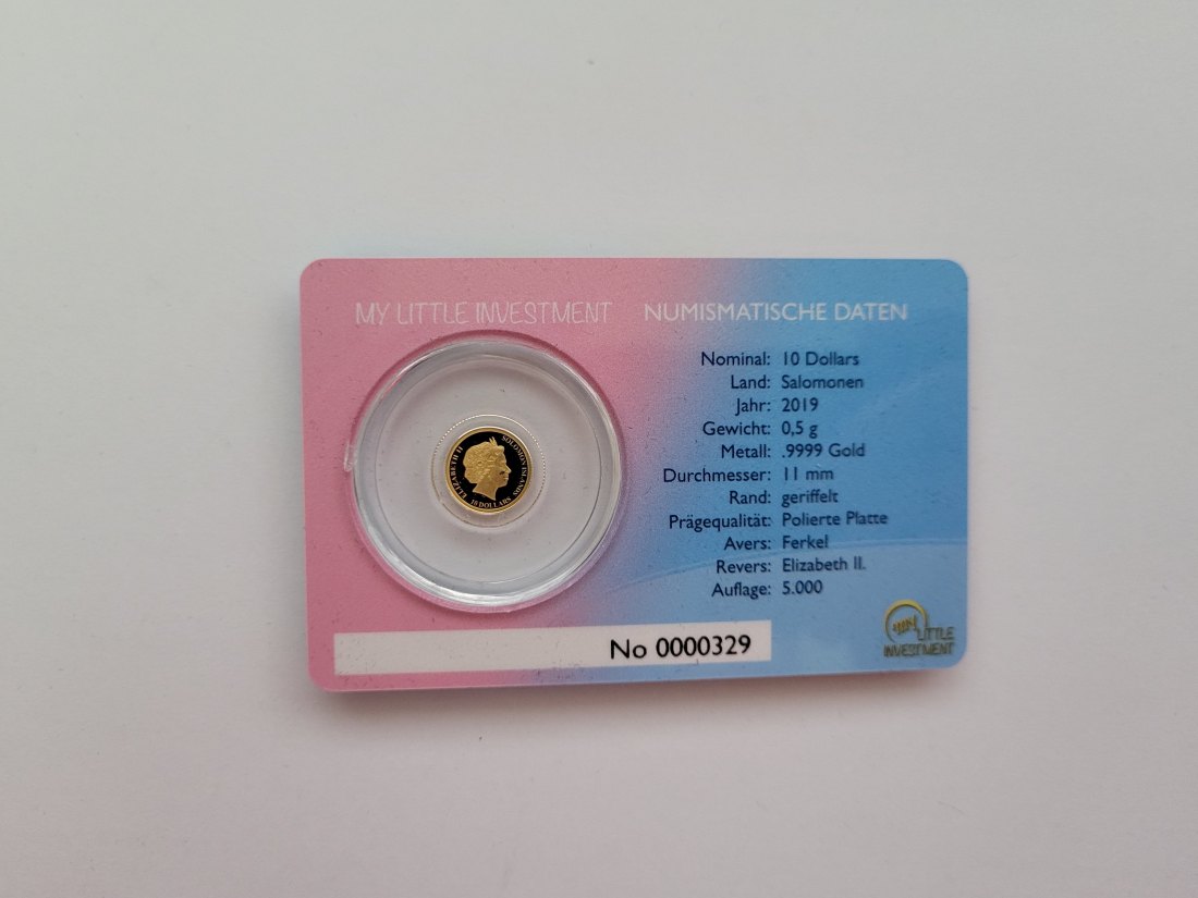  10 Dollar 2019 Goldmünze Schwein 0,5g 999 Solomon Island Spittalgold9800 (5525   