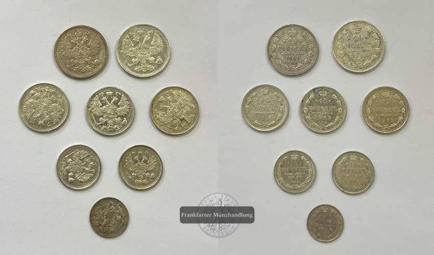  Russland 20/15/10/5 Kopecks Alexander II/III-Nicholas II 1860-1915 FM-Frankfurt Feinsilber:10g   