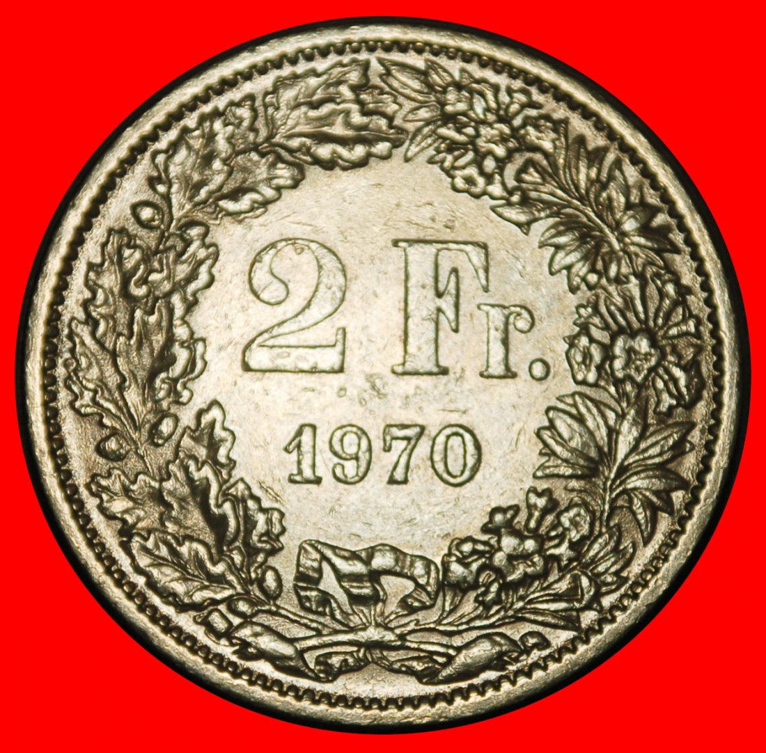 Ⰺ OHNE STERN (1860-2026): SCHWEIZ ★ 2 FRANKEN 1970! STEMPEL I B!★OHNE VORBEHALT!