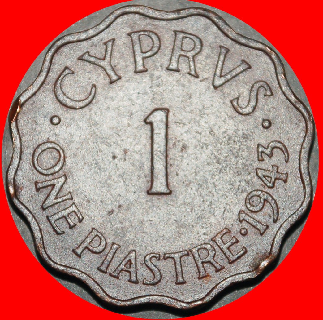  Ⰺ WARTIME (1939-1945): CYPRUS ★ 1 PIASTRE 1943! GREAT BRITAIN TYPE 1938-1946★LOW START ★ NO RESERVE!   