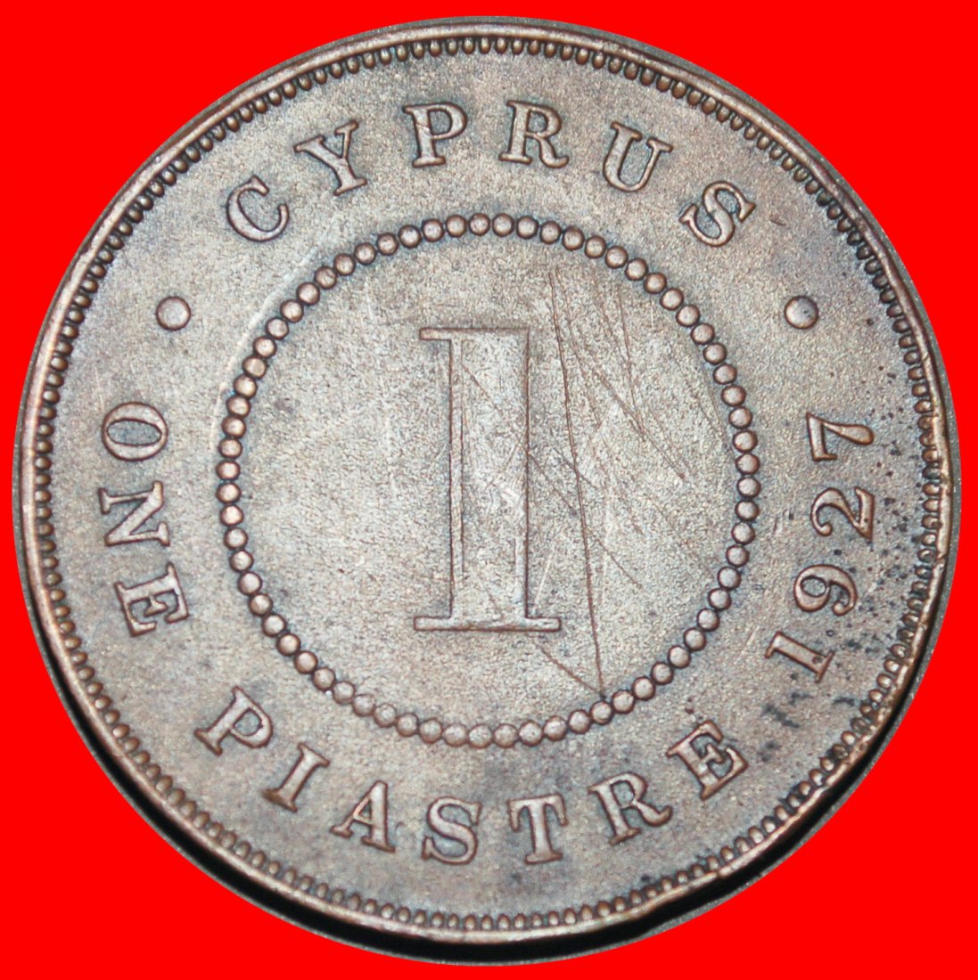  Ⰺ GREAT BRITAIN (1922-1931): CYPRUS ★ 1 PIASTRE 1927 RARE!★LOW START ★ NO RESERVE!   