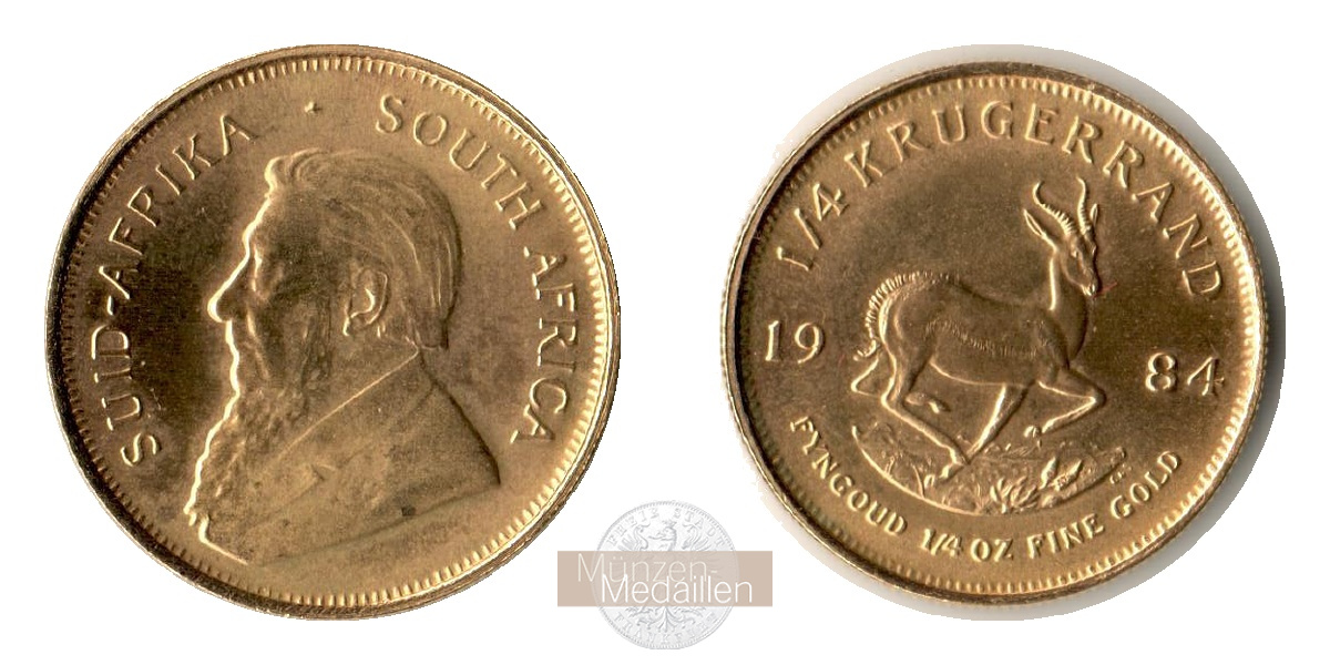 Südafrika MM-Frankfurt Feingold: 7,78g 1/4 Unze Krügerrand 1984 