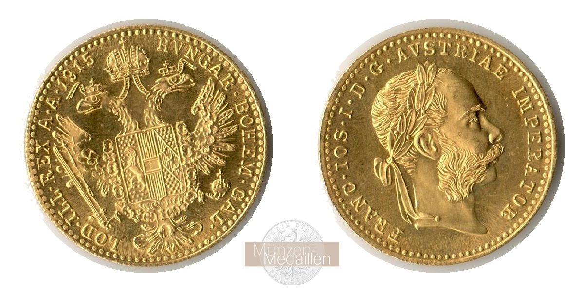Österreich-Ungarn, Franz Joseph I. MM-Frankfurt Feingold: 3,44g Dukat 1915 NP 