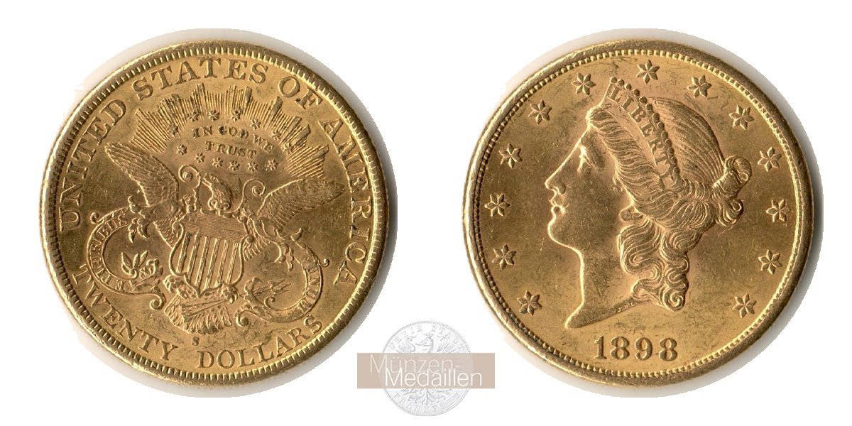USA 20 Dollar 1898 S MM-Frankfurt Feingold: 30,09g   