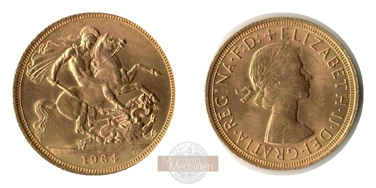 Grossbritannien MM-Frankfurt  Feingold: 7,32g Sovereign 1964 