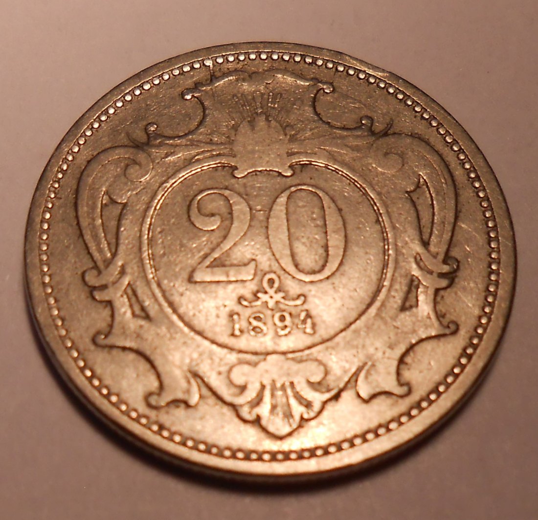 C3.°° Österreich 20 Heller 1894, Nickel, KM# 2803