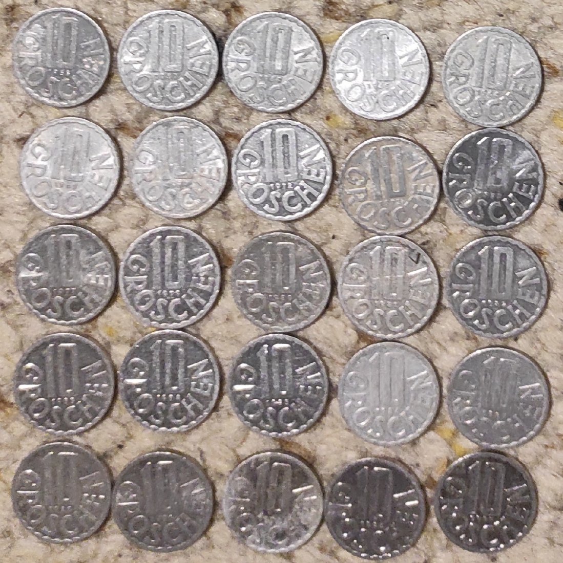  Set 092: Österreich 25 x 10 Groschen verschiedener Jahrgänge   