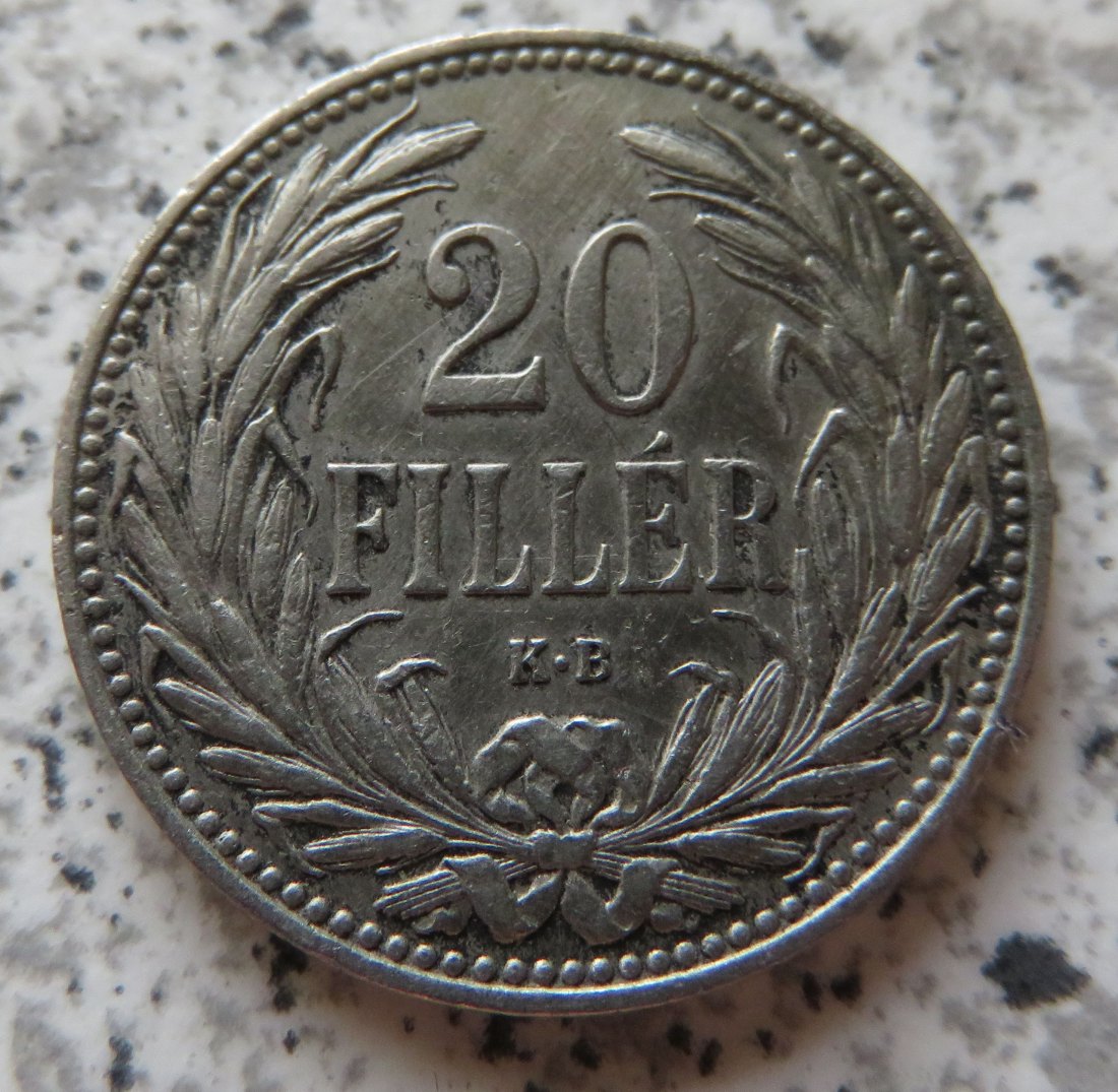 Ungarn 20 Filler 1908   