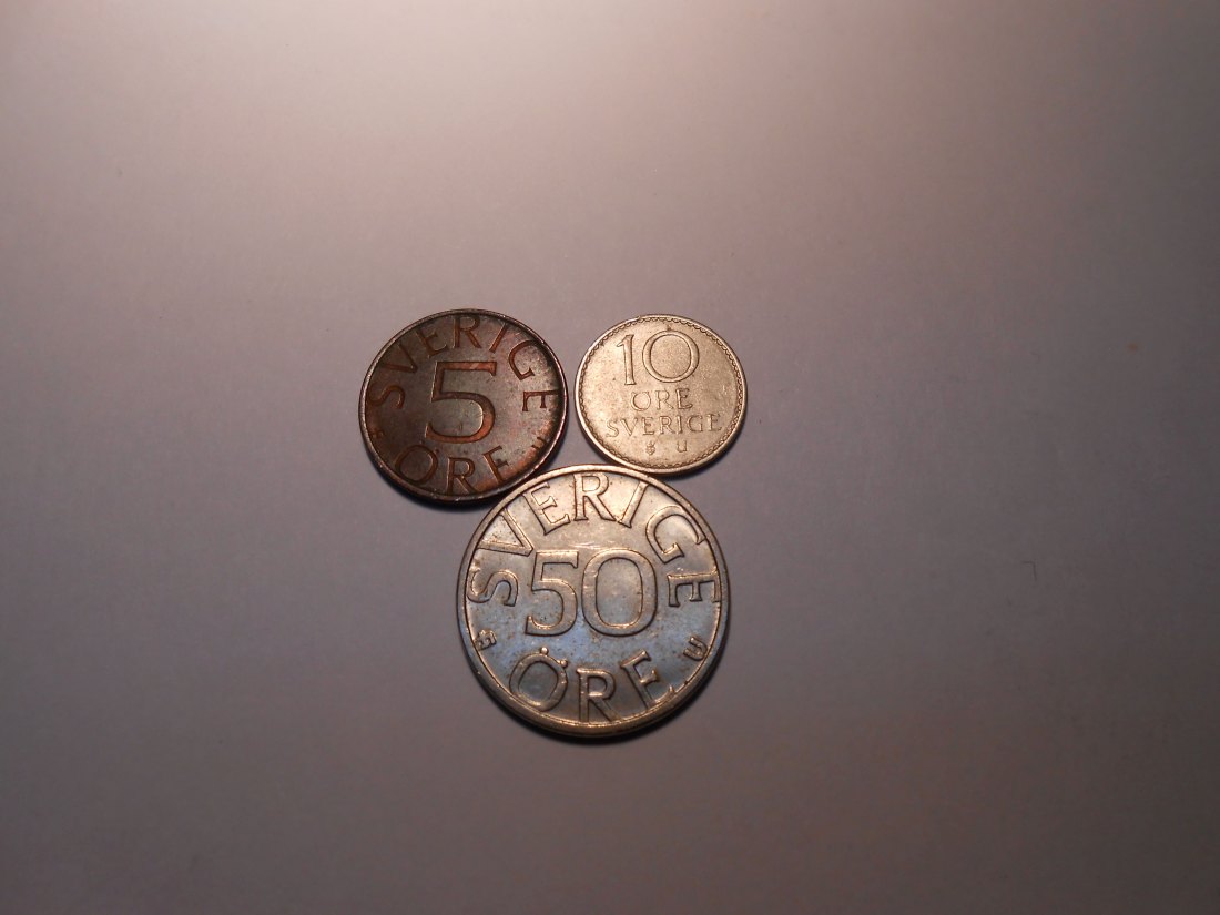 hn2 / Schweden, 3er Lot, 5Öre 1980 U (KM# 849), 10Öre 1969 U (KM# 820), 50Öre 1979 U (KM# 855)