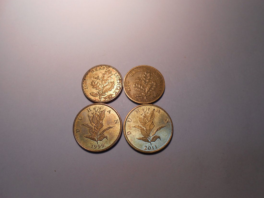  hn5 / Kroatien, 4er Lot, 5 Lipa 2007+2011 (KM# 5) und 10 Lipa 1999+2011 (KM# 6)   