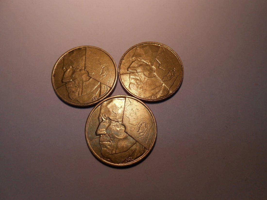  hn7 / Belgien, 3er Lot, 5 Francs 1986+1986 Belgique (KM# 163), 5 Francs 1986 Belgie (KM# 164)   
