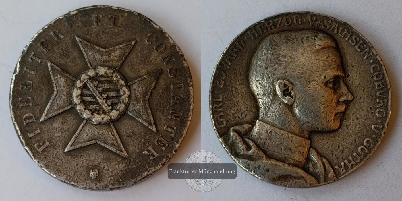  Preußen, Verdienstmedaille Carl Eduard Herzog 1905 – 1914 FM-Frankfurt Silber: 17,36g   