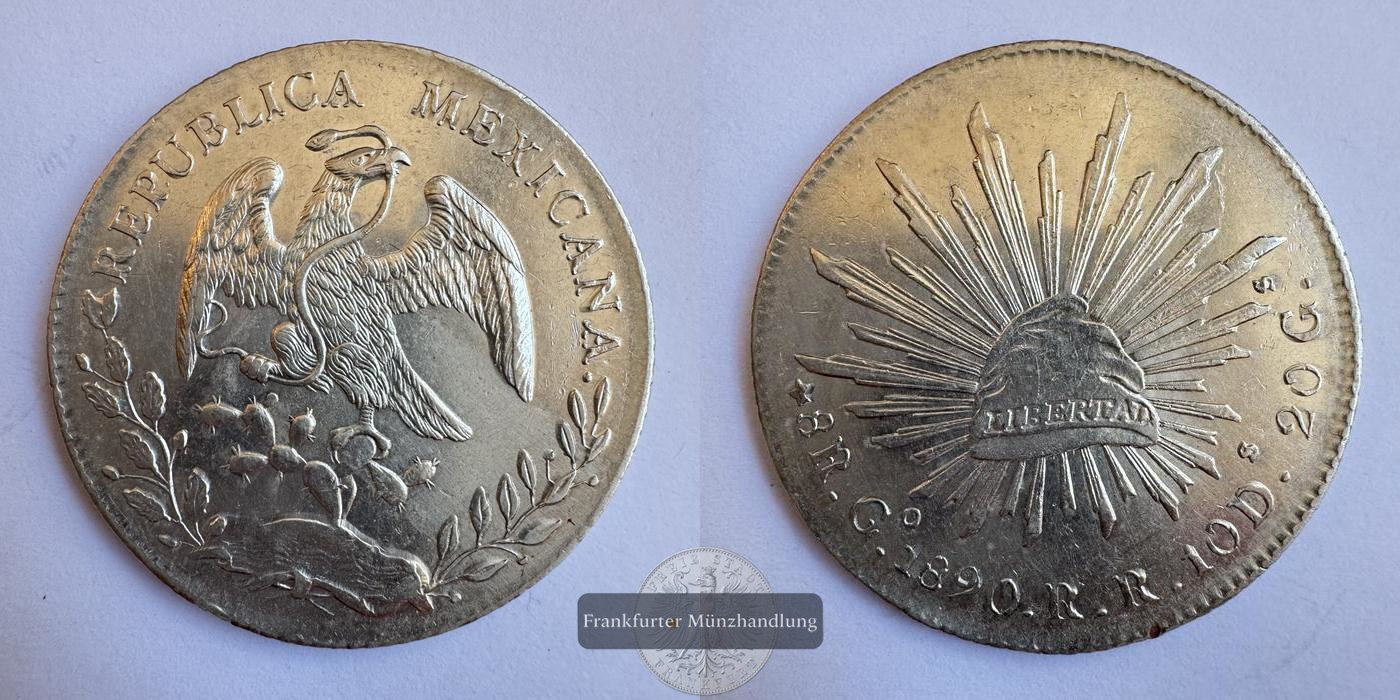  Mexiko / 8 Reales 1890 (1824-1897) 'Go' FM-Frankfurt KM#377 Feinsilber: 24,44g   
