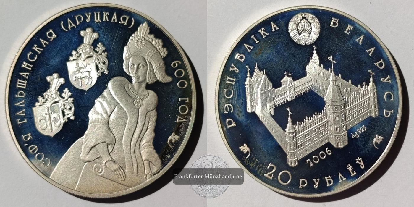  Weißrussland 20 Roubles (Sophia of Golshany) 2006 FM-Frankfurt KM#139 Feinsilber: 31,1g   