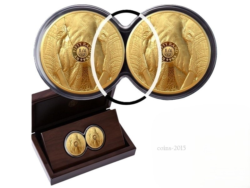  Elephant Big Five II. Doppel-Satz - Südafrika - GOLD 2 x 1/4 Oz PP PROOF   