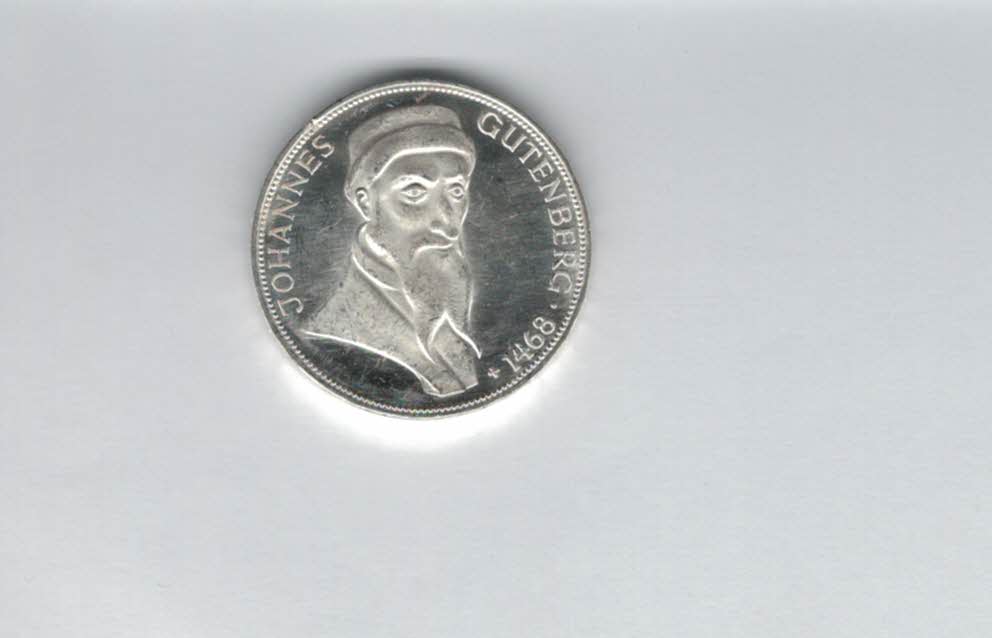  5 Mark 1968 G Joahnnes Gutenberg silber 7g fein BRD Deutschland Spittalgold9800 (4601/2   