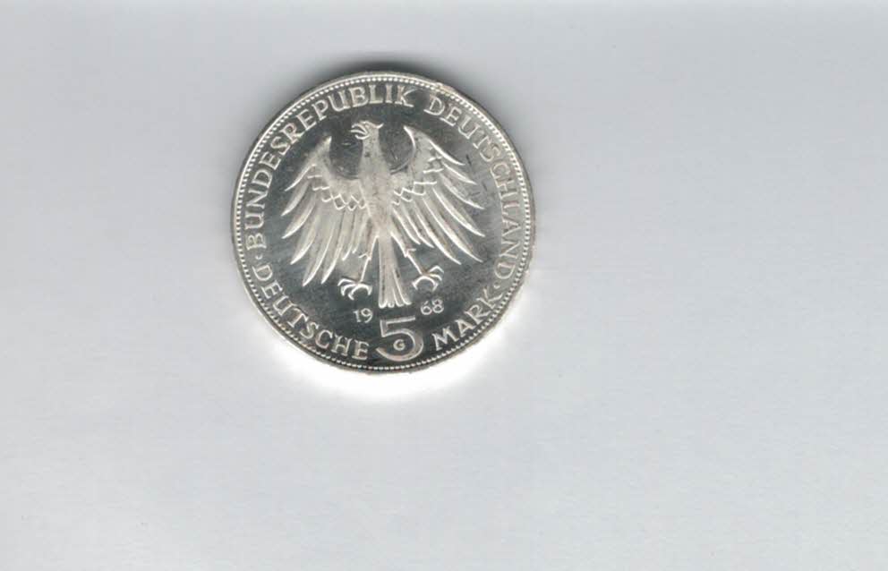  5 Mark 1968 G Joahnnes Gutenberg silber 7g fein BRD Deutschland Spittalgold9800 (4601/2   