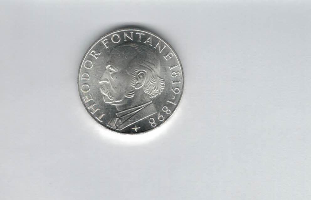 5 Mark 1969 G Theodor Fontane silber 7g fein BRD Deutschland Spittalgold9800 (4601/5   