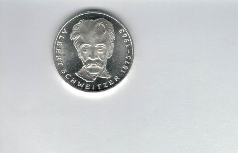  5 Mark 1975 G Albert Schweizer silber 7g fein BRD Deutschland Spittalgold9800 (4601/11   
