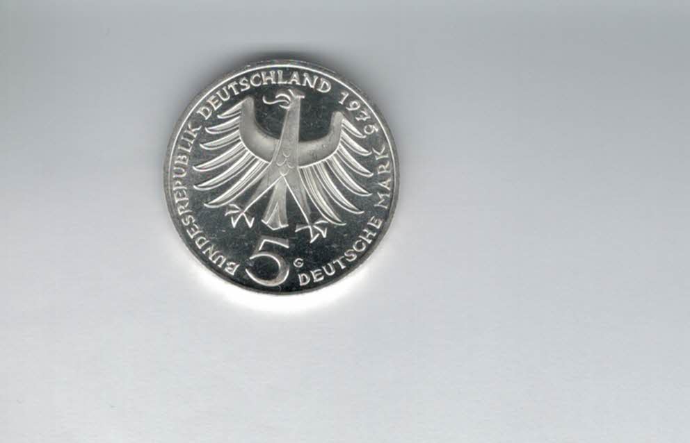  5 Mark 1975 G Albert Schweizer silber 7g fein BRD Deutschland Spittalgold9800 (4601/11   