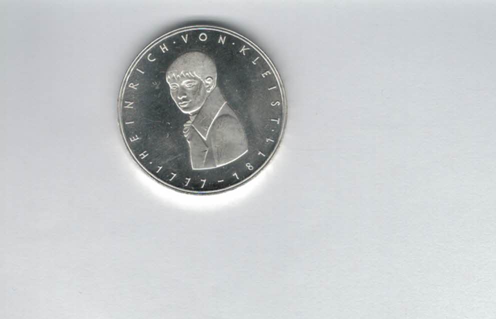  5 Mark 1977 G Heinrich von Kleist silber 7g fein BRD Deutschland Spittalgold9800 (4601/13   