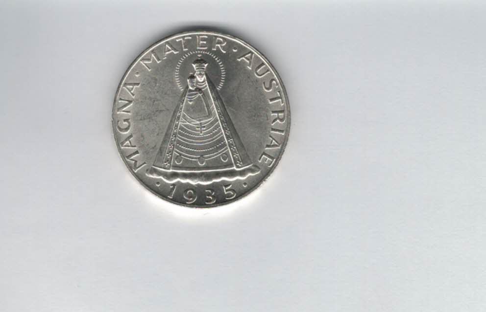  5 Schilling 1935 Magna Mater 12,5g fein Ag 1. Rep Österreich Spittalgold9800 (5042   
