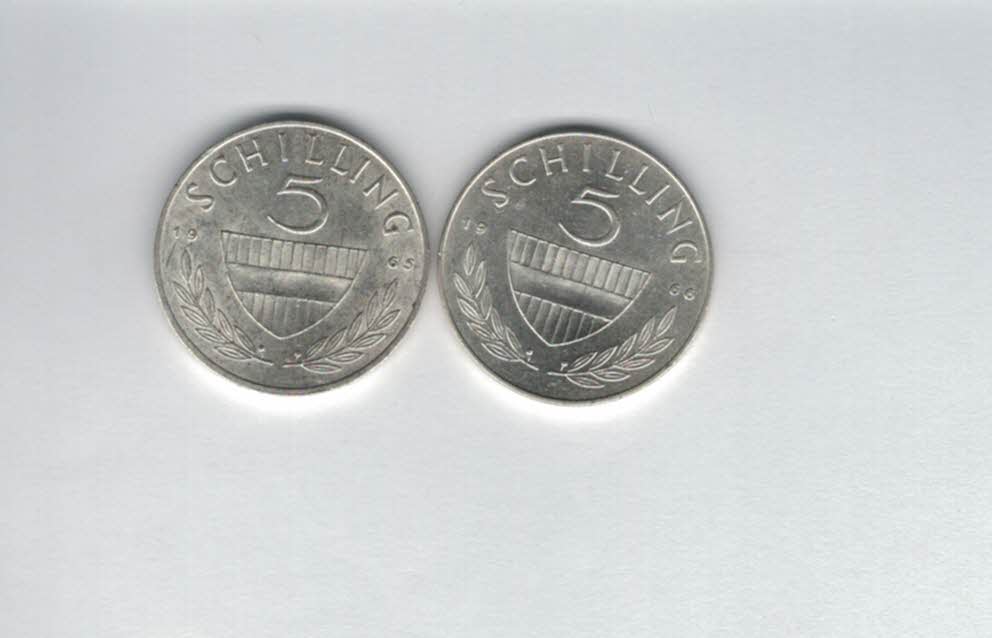  5 Schilling 1965 1966 2 Stk silber á 3,32 fein Österreich Spittalgold9800 /1054   