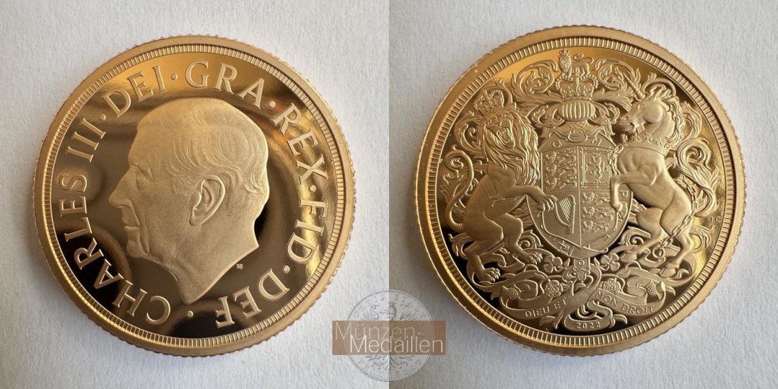 UK / 1 Sovereign Charles III (Queen Elizabeth II Memorial) 2022 MM-Frankfurt Feingold: 14,65g